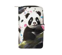 QMNRTK Panda Star Kreditkartenetui, RFID-blockierend, schmal, faltbar, echtes Leder, minimalistische Vordertasche, Geldbörse, Schlüsselanhänger, Geldbörse für Männer und Frauen, Stil, 19,7 x 11 x 3,5