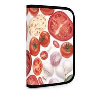 QMNRTK Pizza Ingredients Multifunktionale, kompakte Brieftasche, Ausweis, Stronghold Waltlet, Kreditkartenhalter, Geldbörse, Reißverschluss, Ledertasche, RFID-blockierend, Bifold Wallet für Männer und