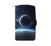 QMNRTK Planet Kreditkartenetui, RFID-blockierend, schmal, faltbar, echtes Leder, minimalistische Vordertasche, Geldbörse, Schlüsselanhänger, Geldbörse für Damen und Herren, Stil, 19,7 x 11 x 3,5 cm,