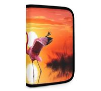 QMNRTK Pretty Sunset Flamingo Multifunktions-Geldbörse für Ausweis, Stronghold Waltlet, Kreditkartenhalter, Geldbörse, Reißverschluss, Ledertasche, RFID-blockierend, Bifold Wallet für Männer und