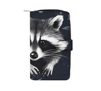 QMNRTK Raccoo Kreditkartenetui, RFID-blockierend, schmal, faltbar, echtes Leder, minimalistische Vordertasche, Geldbörse, Schlüsselanhänger, Geldbörse für Damen und Herren, 19,7 x 11 x 3,5 cm, Stil:,