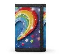 QMNRTK Rainbow Star Love Heart dreifach gefaltete Geldbörse, schlanke Brieftasche, personalisierbar, RFID-blockierend, für Damen und Herren, Einheitsgröße, Stil:, Einheitsgröße