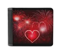 QMNRTK Red Hearts Feuerwerk-Ledergeldbörse für Herren und Damen, RFID-blockierend, extra Kapazität, ultrastarke Nähte, schlanke Geldscheinfach mit 8 Kartenfächern, Stil, Einheitsgröße, Stil:,