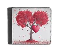 QMNRTK Romantische Geldbörse mit Herzen, Blättern, Baum, Leder, Bifold Wallet für Männer und Frauen, RFID-blockierend, extra Kapazität, ultrastarke Nähte, schlanke Geldscheinfach mit 8 Kartenfächern,