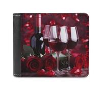 QMNRTK Roses And Glasses of Red Wine Ledergeldbörse für Herren und Damen, RFID-blockierend, extra Kapazität, ultrastarke Nähte, schlanke Geldscheinfach mit 8 Kartenfächern, Stil, Einheitsgröße, Stil:,