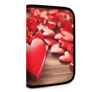 QMNRTK Rote romantische Herzen-Geldbörse, multifunktional, kompakt, Ausweis, Stronghold Waltlet, Kreditkartenhalter, Geldbörse, Reißverschluss, Ledertasche, RFID-blockierend, Bifold Wallet für Männer