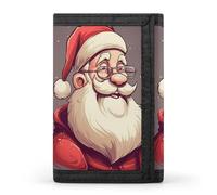 QMNRTK Santa mit Brille, dreifach gefaltete Geldbörse, schlanke Brieftasche, personalisierbar, RFID-blockierend, für Damen und Herren, Einheitsgröße, Stil:, Einheitsgröße
