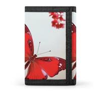 QMNRTK Schöne dreifach gefaltete Geldbörse mit rotem Schmetterling, schlanke Brieftasche, personalisierbar, RFID-blockierend, für Damen und Herren, Einheitsgröße, Stil:, Einheitsgröße