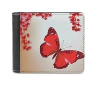 QMNRTK Schöne rote Schmetterlings-Ledergeldbörse für Männer und Frauen, RFID-blockierend, extra Kapazität, ultrastarke Nähte, schlanke Geldscheinfach mit 8 Kartenfächern, Stil, Einheitsgröße, Stil:,