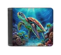 QMNRTK Sea Turtles Geldbörse aus Leder mit Diamantmalerei, Bifold Wallet für Männer und Frauen, RFID-blockierend, extra Kapazität, ultrastarke Nähte, schlanke Geldscheinfach mit 8 Kartenfächern, Stil,