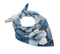 QMNRTK Seidenschal mit blauer Hibiskusblüte, modisches Satin-Kopftuch, leichtes Kopftuch für Hals, Seidenschals für Damen und Herren, Boho-Haarband, Halstuch, Halstuch, Halstuch, Bandana, Einstecktuch