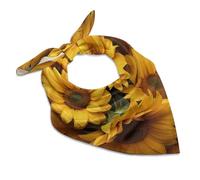 QMNRTK Seidenschal mit Sonnenblumen-Motiv, modisches Satin-Kopftuch, leichtes Kopftuch für Hals, Seidenschals für Damen und Herren, Boho-Haarwickel, Schlaftuch, Bandana, Einstecktuch, 45,7 x 45,7 cm