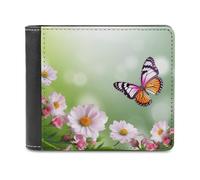 QMNRTK Spring Geldbörse aus Leder mit Schmetterling und Blume, für Herren und Damen, RFID-blockierend, extra Kapazität, ultrastarke Nähte, schlanke Geldscheinfach mit 8 Kartenfächern, Stil,