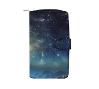 QMNRTK Starry Night Galaxy Kreditkartenetui, RFID-blockierend, schmal, faltbar, echtes Leder, minimalistische Vordertasche, Geldbörse, Schlüsselanhänger, Geldbörse für Männer und Frauen, Stil, 19,7 x
