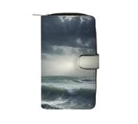 QMNRTK Stormy Sea Kreditkartenetui, RFID-blockierend, schmal, faltbar, echtes Leder, minimalistische Vordertasche, Geldbörse, Schlüsselanhänger, Geldbörse für Damen und Herren, Stil, 19,7 x 11 x 3,5