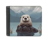 QMNRTK Süße Otter Mountains Ledergeldbörse für Herren und Damen, RFID-blockierend, extra Kapazität, ultrastarke Nähte, schlanke Geldscheinfach mit 8 Kartenfächern, Stil, Einheitsgröße, Stil:,