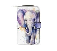 QMNRTK Süßes Baby-Elefanten-Aquarell-Kreditkarten-Geldbörse, RFID-blockierend, schmal, faltbar, echtes Leder, minimalistische Vordertasche, Geldbörse, Schlüsselanhänger, Geldbörse für Männer und