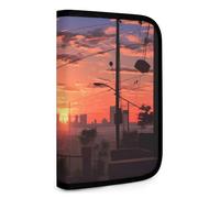 QMNRTK Sunset Apartments Multifunktionale, kompakte Brieftasche, Ausweis, Stronghold Waltlet, Kreditkartenhalter, Geldbörse, Reißverschluss, Ledertasche, RFID-blockierend, Bifold Wallet für Männer und