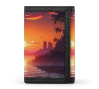 QMNRTK Sunset Island dreifach gefaltete Geldbörse, schlanke Brieftasche, personalisierbar, RFID-blockierend, für Damen und Herren, Einheitsgröße, Stil:, Einheitsgröße