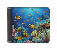 QMNRTK The Underwater World Geldbörse aus Leder mit tropischen Fischen, für Herren und Damen, RFID-blockierend, extra Kapazität, ultrastarke Nähte, schlanke Geldscheinfach mit 8 Kartenfächern, Stil,
