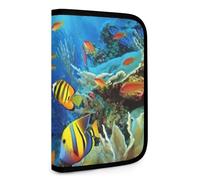 QMNRTK The Underwater World Multifunktionale kompakte Geldbörse mit tropischen Fischen, Ausweis, Stronghold Waltlet, Kreditkartenhalter, Geldbörse, Reißverschluss, Lederetui, RFID-blockierend,