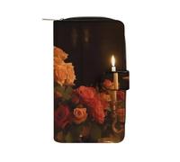 QMNRTK There Are Roses on The Table Kreditkartenetui, RFID-blockierend, schmal, faltbar, echtes Leder, minimalistische Vordertasche, Geldbörse, Schlüsselanhänger, Geldbörse für Männer und Frauen,