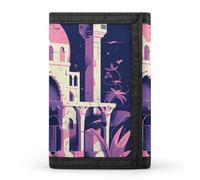 QMNRTK Traditionelle Architektur, dreifach gefaltete Geldbörse, schlanke Brieftasche, personalisierbar, RFID-blockierend, für Damen und Herren, Einheitsgröße, Stil:, Einheitsgröße