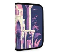 QMNRTK Traditionelle Architektur, multifunktionale, kompakte Geldbörse, Ausweis, Stronghold Waltlet, Kreditkartenhalter, Geldbörse, Reißverschluss, Ledertasche, RFID-blockierend, Bifold Wallet für