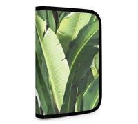 QMNRTK Tropische Bananenpalmenblätter, multifunktional, kompakt, Ausweis, Stronghold Waltlet, Kreditkartenhalter, Geldbörse, Reißverschluss, Ledertasche, RFID-blockierend, Bifold Wallet für Männer und