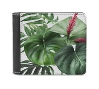 QMNRTK Tropische Blätter, Ledergeldbörse, Bifold Wallet für Männer und Frauen, RFID-blockierend, extra Kapazität, ultrastarke Nähte, schlanke Geldscheinfach mit 8 Kartenfächern, Stil, Einheitsgröße,