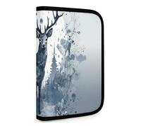 QMNRTK Vogel stehend auf Geweih, multifunktional, kompakt, Ausweis, Stronghold Waltlet, Kreditkartenhalter, Geldbörse, Reißverschluss, Lederetui, Geldbörse, RFID-blockierend, Bifold Wallet für Männer