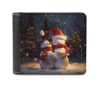 QMNRTK Weihnachts-Geldbörse aus Leder mit Schneemann-Motiv, für Herren und Damen, RFID-blockierend, extra Kapazität, ultrastarke Nähte, schlanke Geldscheinfach mit 8 Kartenfächern, Stil,