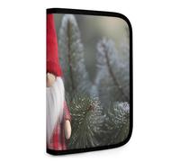 QMNRTK Weihnachtswichtel mit Weihnachtsmannmütze, multifunktional, kompakt, Ausweis, Stronghold Waltlet, Kreditkartenhalter, Geldbörse, Reißverschluss, Lederetui, Geldbörse, RFID-blockierend, Bifold