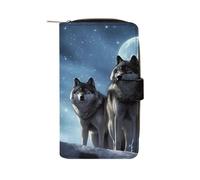 QMNRTK Wolfs Kreditkartenetui, RFID-blockierend, schmal, faltbar, echtes Leder, minimalistische Vordertasche, Geldbörse, Schlüsselanhänger, Geldbörse für Damen und Herren, Stil, 19,7 x 11 x 3,5 cm,