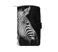 QMNRTK Zebra-Kreditkarten-Geldbörse, RFID-blockierend, schmal, faltbar, echtes Leder, minimalistische Vordertasche, Geldbörse, Schlüsselanhänger, Geldbörse für Damen und Herren, 19,7 x 11 x 3,5 cm,