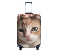 QMNSEHF Reisegepäckhülle, Koffer-Schutz, elastisch, waschbar, süße Tiere, niedliche Katze, kratzfest, Spandex, passend für 45,7 - 81,3 cm Gepäck, Schwarz , S