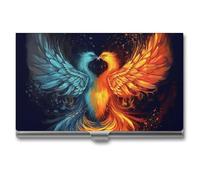 QMNVBDS Fire and Water Phönix Visitenkartenetui Slim Visitenkartenetui für Damen Herren Metall Visitenkartenbox Visitenkartenhalter für Tasche Geldbörse Kleine Visitenkartenetui Einheitsgröße, Stil: