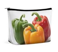 QMNVBDS Three Fresh Bell Peppers Make-up-Tasche, Reise-Kulturbeutel für Damen, wasserdichte Kosmetiktasche, kleine Reißverschlusstasche, tragbare Reisetaschen für Toilettenartikel, niedliche
