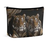 QMNVBDS Tiger in Höhle Make-up-Tasche, Reise-Kulturbeutel für Damen, wasserdichte Kosmetiktasche, kleine Reißverschlusstasche, tragbare Reisetaschen für Toilettenartikel, niedliche Kosmetiktasche