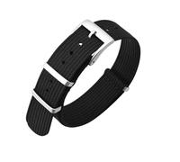 QNGMKBKTDZ Nylon-Uhrenarmband 16 mm, 18 mm, 19 mm, 20 mm, 22 mm, einteilige Uhrenarmbänder mit schwerer Schnalle, verstellbares Armband(Black,19mm)