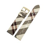 QNGMKBKTDZ Schnelle Demontage, kariertes Muster, Lederarmband, 12, 14, 16, 18, 20, 22 mm, Schwarzbraunes Armband, passend for BURBERRY Herren Damen Uhrenkette(Rice white Gold A,16mm)