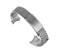 QNGMKBKTDZ Uhrenarmbänder aus massivem Edelstahl mit gebogenem Ende, passend for Omega, passend for Seamaster, passend for Speedmaster, Speedmaster 18 mm, 19 mm, 20 mm, Bead Of Rice-Armband for Herren