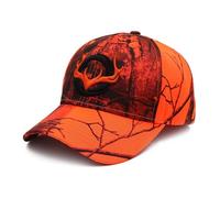 QOHNK Baseball Cap Unisex, Camouflage Baseball Cap, Adjustable Jungle Hat for Men, Outdoor Hunting Hat, 3D Deer Hunting Cap, orange, Talla única-L