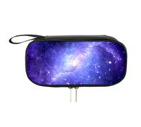 QOPET Großes Federmäppchen mit 3 Fächern für Schule, Galaxy Wolken Design