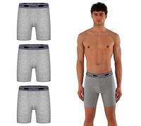 Qotton 3er Pack schwarz mit langem Bein Boxershort Herren 3er Pack S-XXL Männer Unterhosen aus Baumwolle Unterwäsche verlängertes Hosenbein nachhaltig ohne kratzenden Zettel (3XL, Grau)