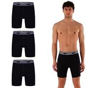 Qotton Langes Bein Baumwolle Boxershorts Blau Unterwäsche Herren S-XXL Männer Unterhosen verlängertes Hosenbein nachhaltig ohne kratzenden Zettel (3, L)