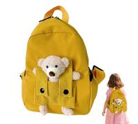 Qoukonao Schulrucksack Für Kinder | Kindergartenrucksack,Geräumiger 3D Bären Design Rucksack für Mädchen Schüler Outdoor Camping Täglicher Weg