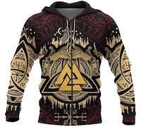 QQTQQ Viking 3D Thor's Hammer Hoodies, Nordic Mythology Unisex Langarm Streetwear Casual Hoody (Color : Yellow, Size : XXL)