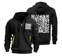 Qr Code Hoodies,Funny Fu Qr Code Hoodie,Qr Code Pullover,Zip Hoodie,Fu Qr Code Hoodie,Qr Code Sweatshirt,Fuck You Kapuzenpullover,Oversized Pullover Herren Winter Mit Taschen Schwarz Pullover Xxl
