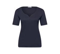 Street One - T-Shirt mit Herz-Ausschnitt und Halbarm blau - Gr. - 40